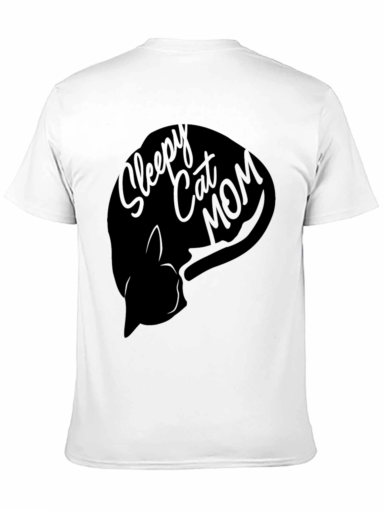 Sleepy Cat Mom Graphic T-Shirt - Unisex Black Tee