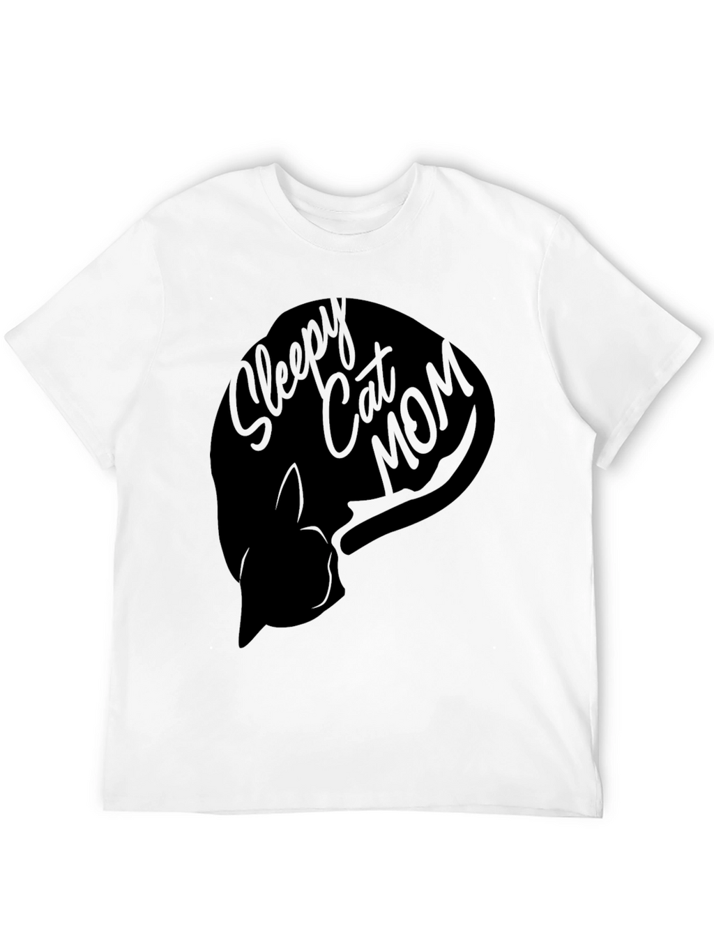 Sleepy Cat Mom Graphic T-Shirt - Unisex Black Tee