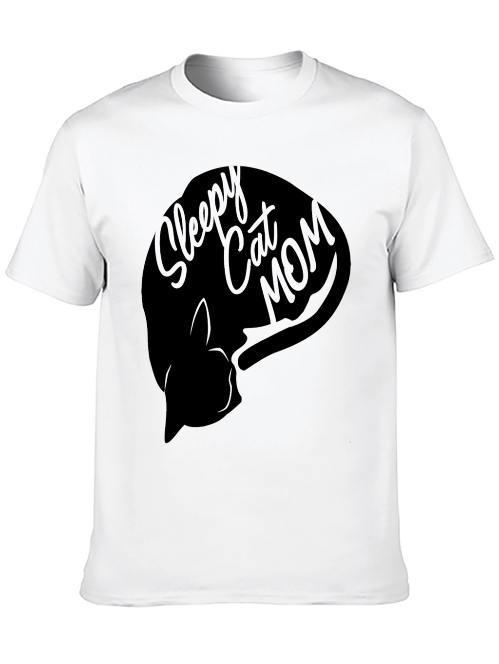 Sleepy Cat Mom Graphic T-Shirt - Unisex Black Tee