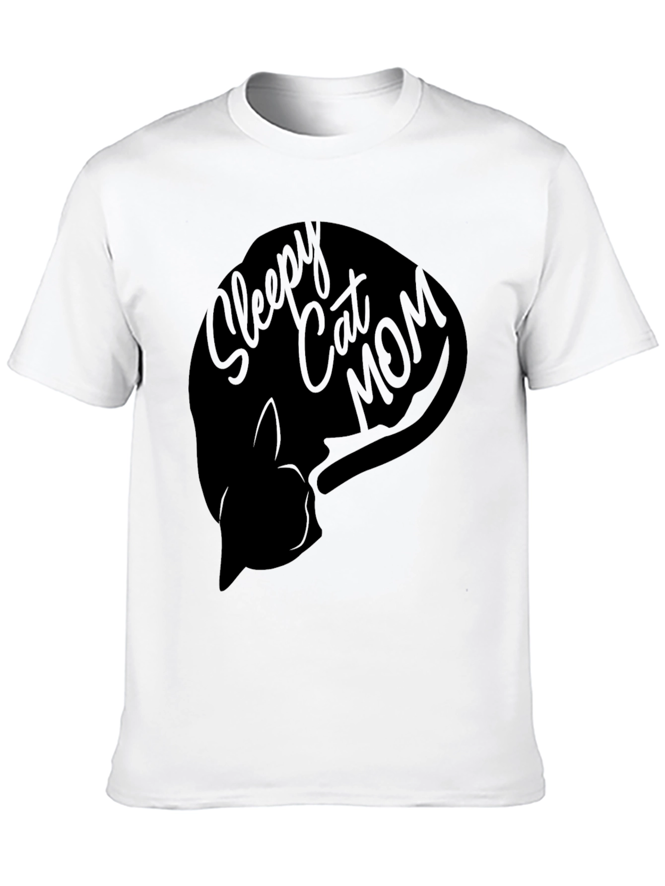 Sleepy Cat Mom Graphic T-Shirt - Unisex Black Tee