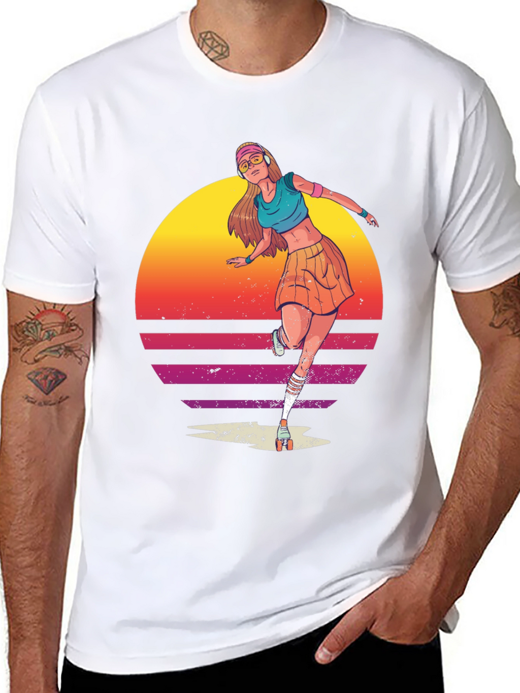 Retro Roller Skate Girl Graphic T-Shirt