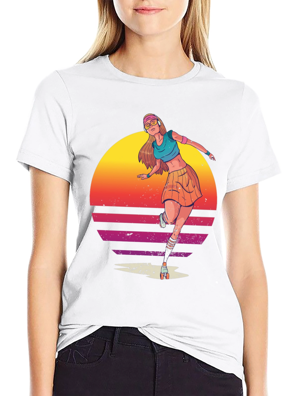 Retro Roller Skate Girl Graphic T-Shirt