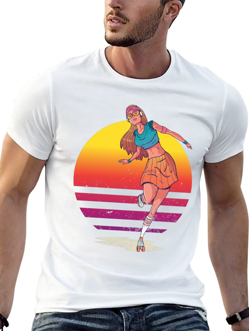 Retro Roller Skate Girl Graphic T-Shirt