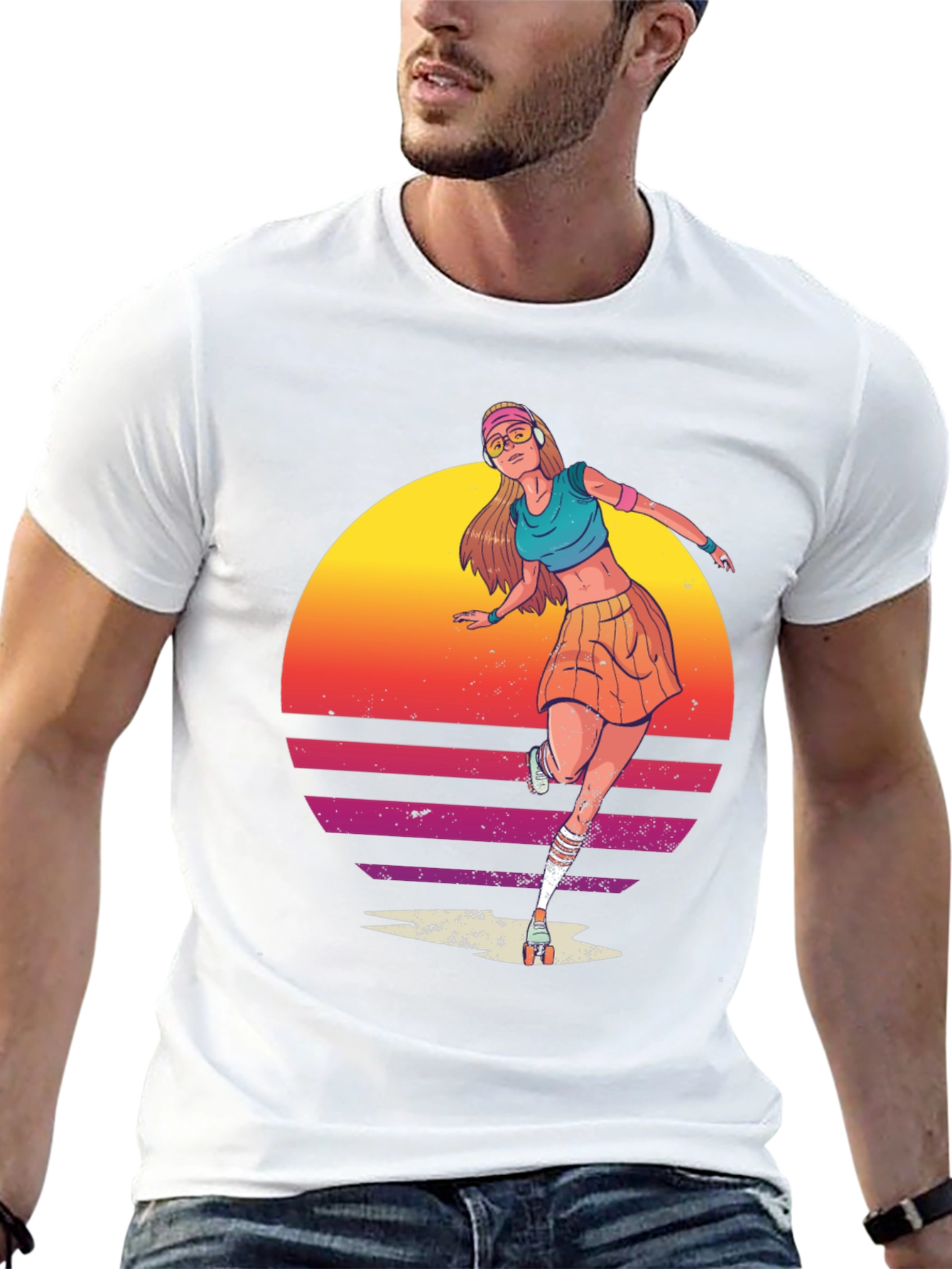 Retro Roller Skate Girl Graphic T-Shirt