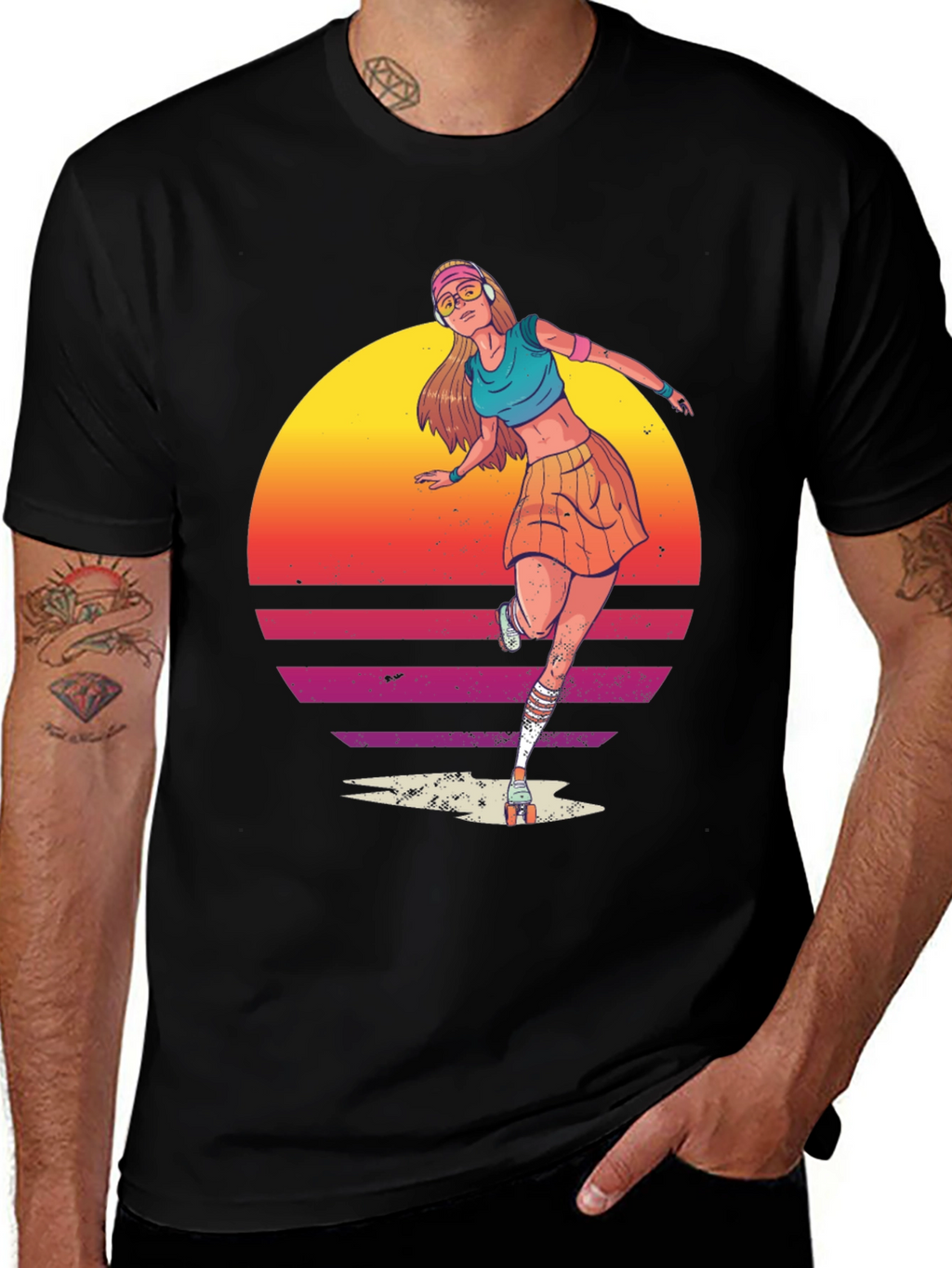Retro Roller Skate Girl Graphic T-Shirt
