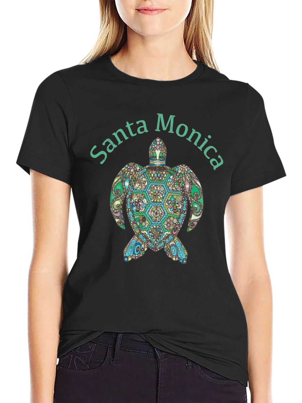 Santa Monica Turtle Graphic Tee - Black