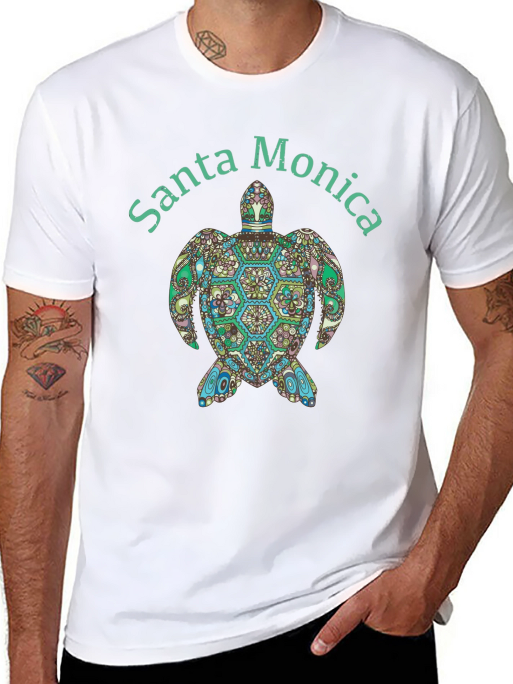 Santa Monica Turtle Graphic Tee - Black