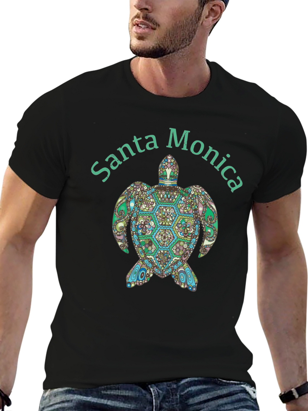 Santa Monica Turtle Graphic Tee - Black