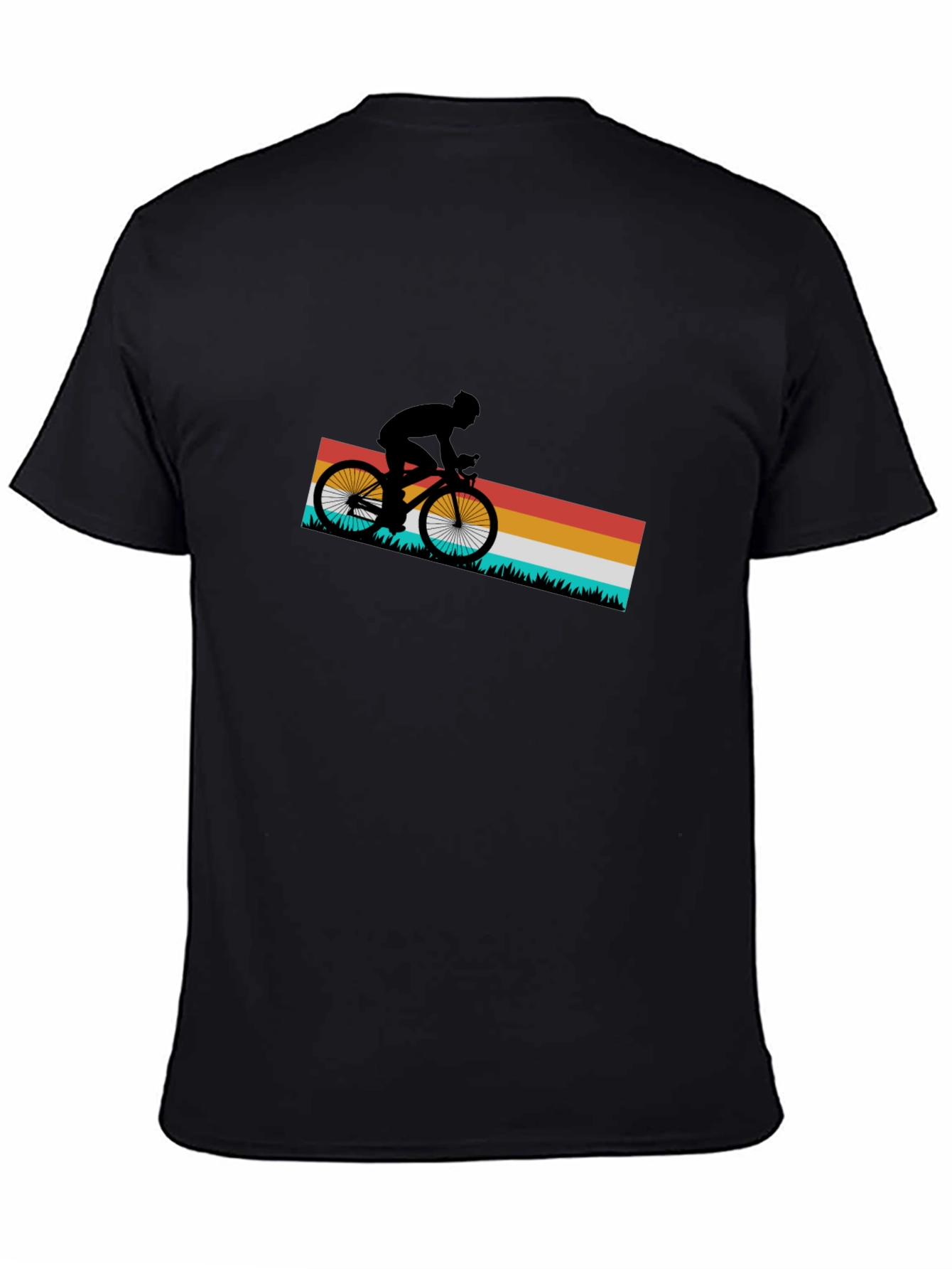 Retro Cyclist Graphic Tee - Black Cotton Blend