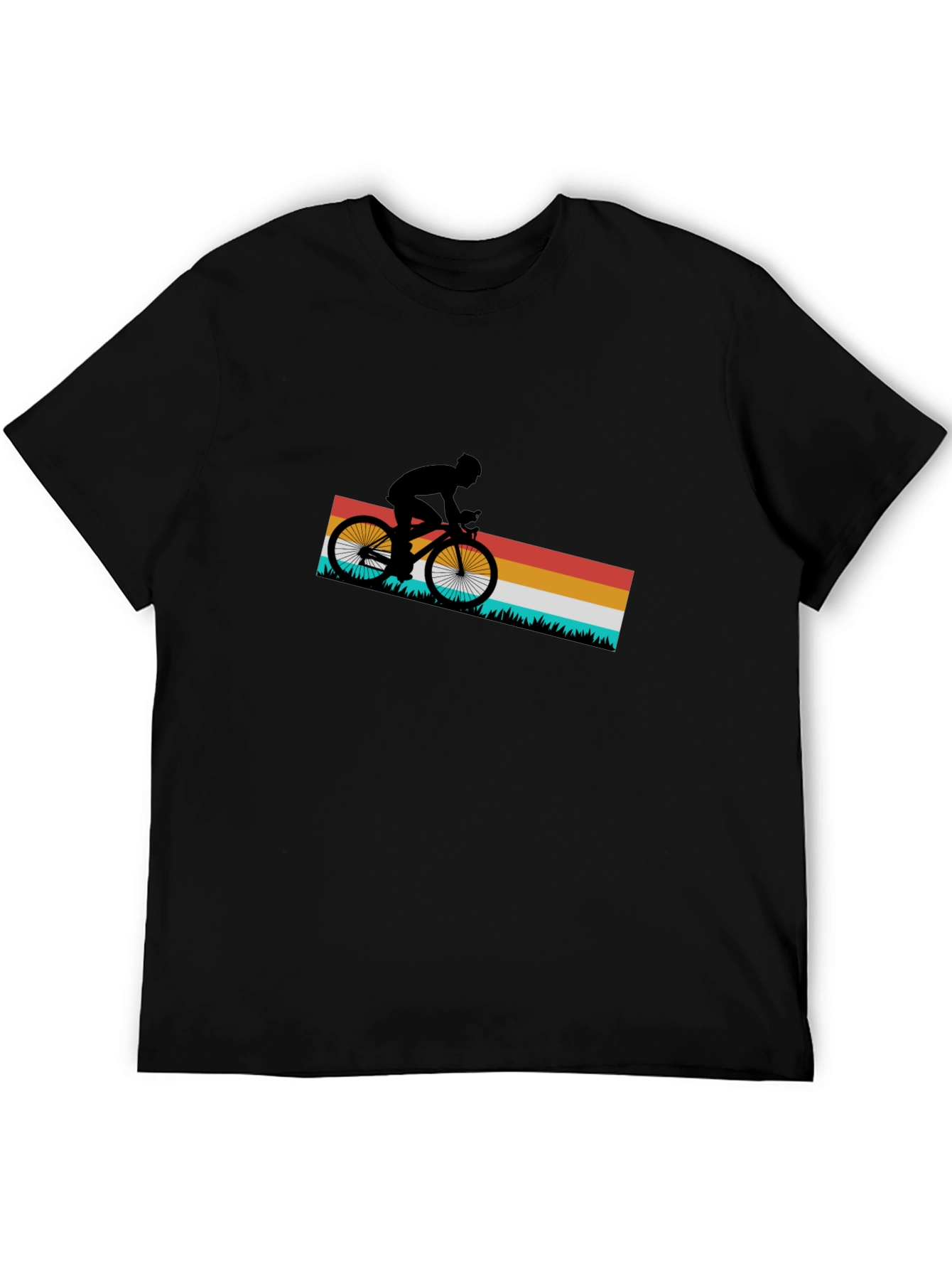 Retro Cyclist Graphic Tee - Black Cotton Blend