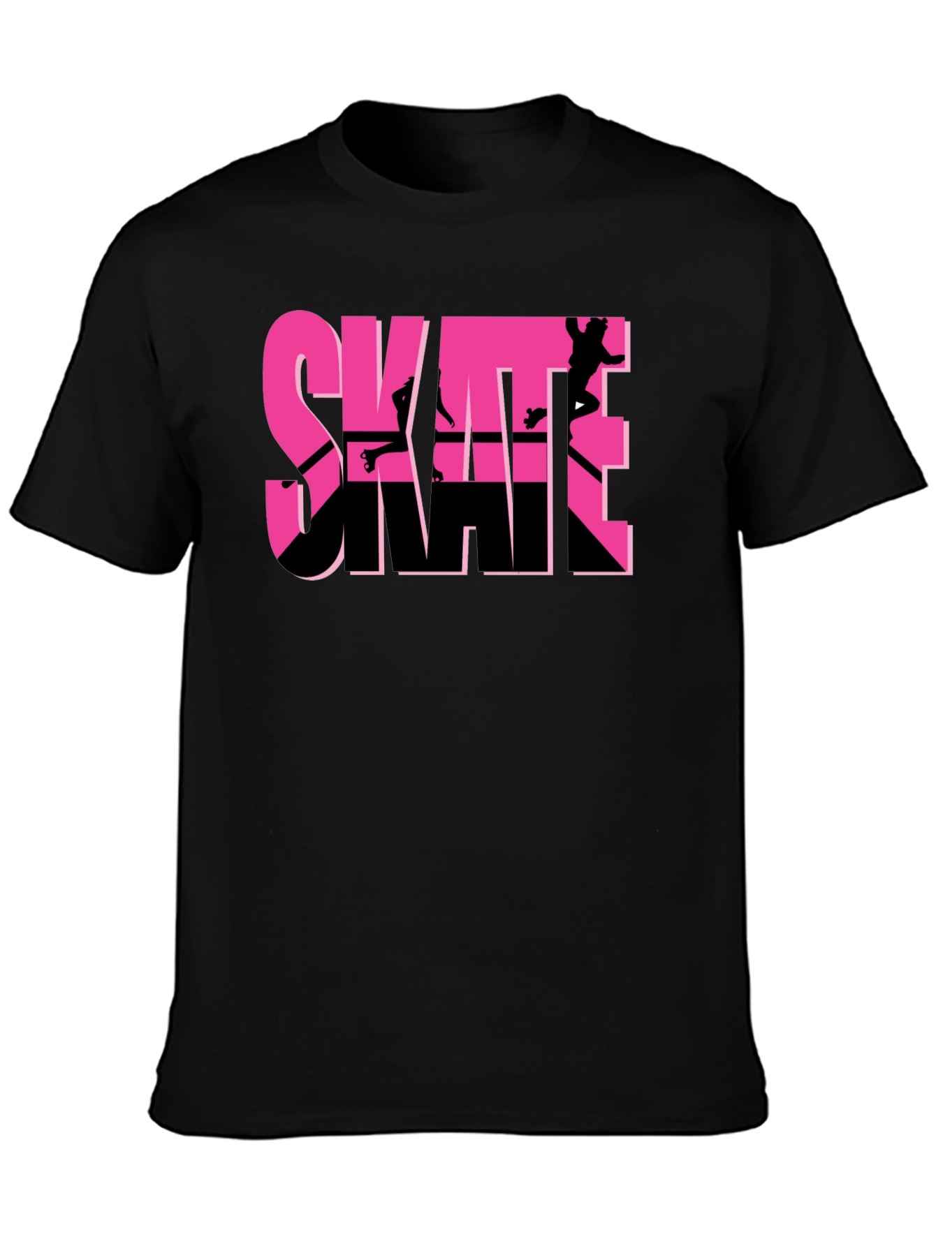 Skate Graphic T-Shirt - Black Pink Skateboarding Design