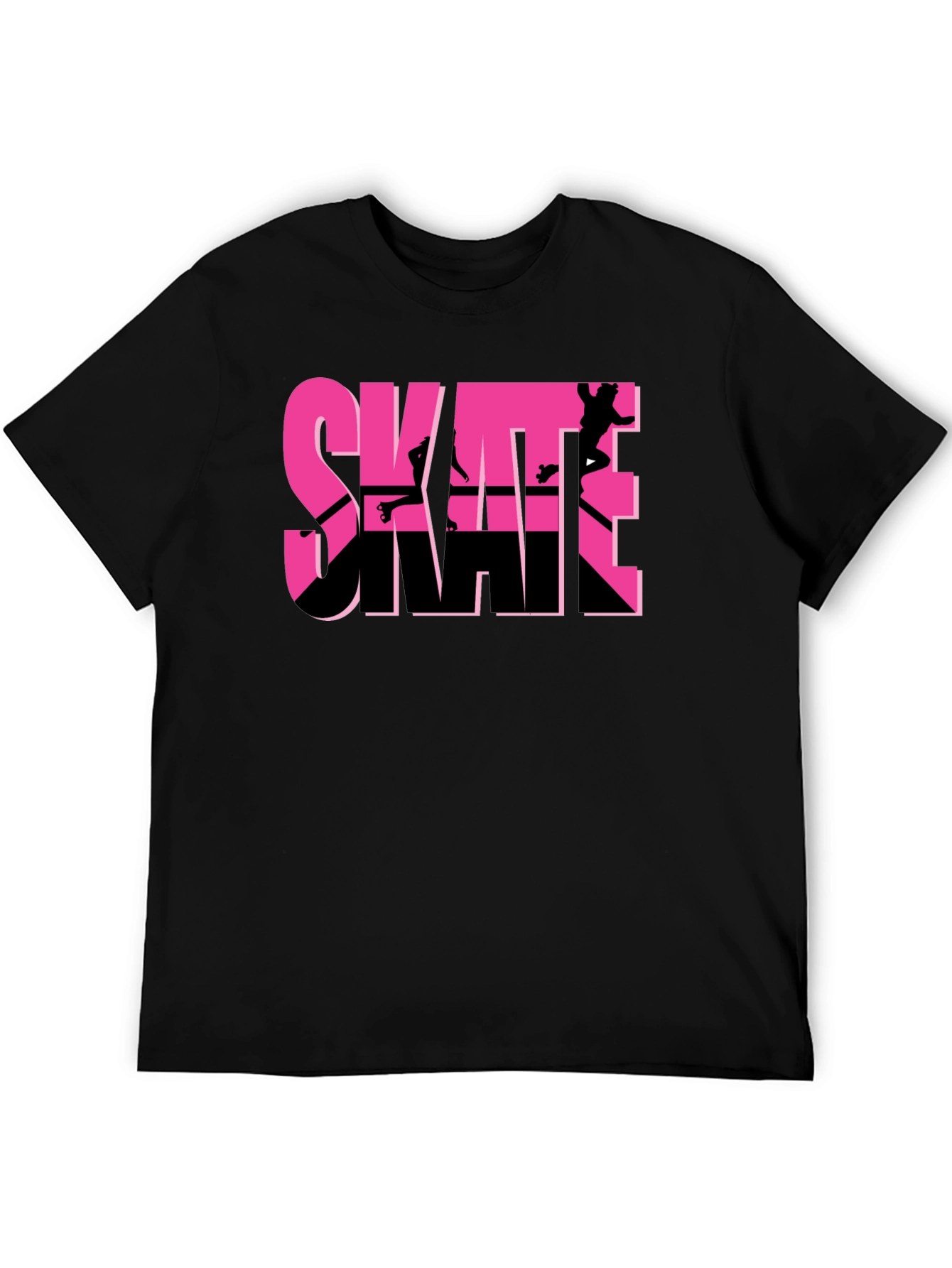Skate Graphic T-Shirt - Black Pink Skateboarding Design