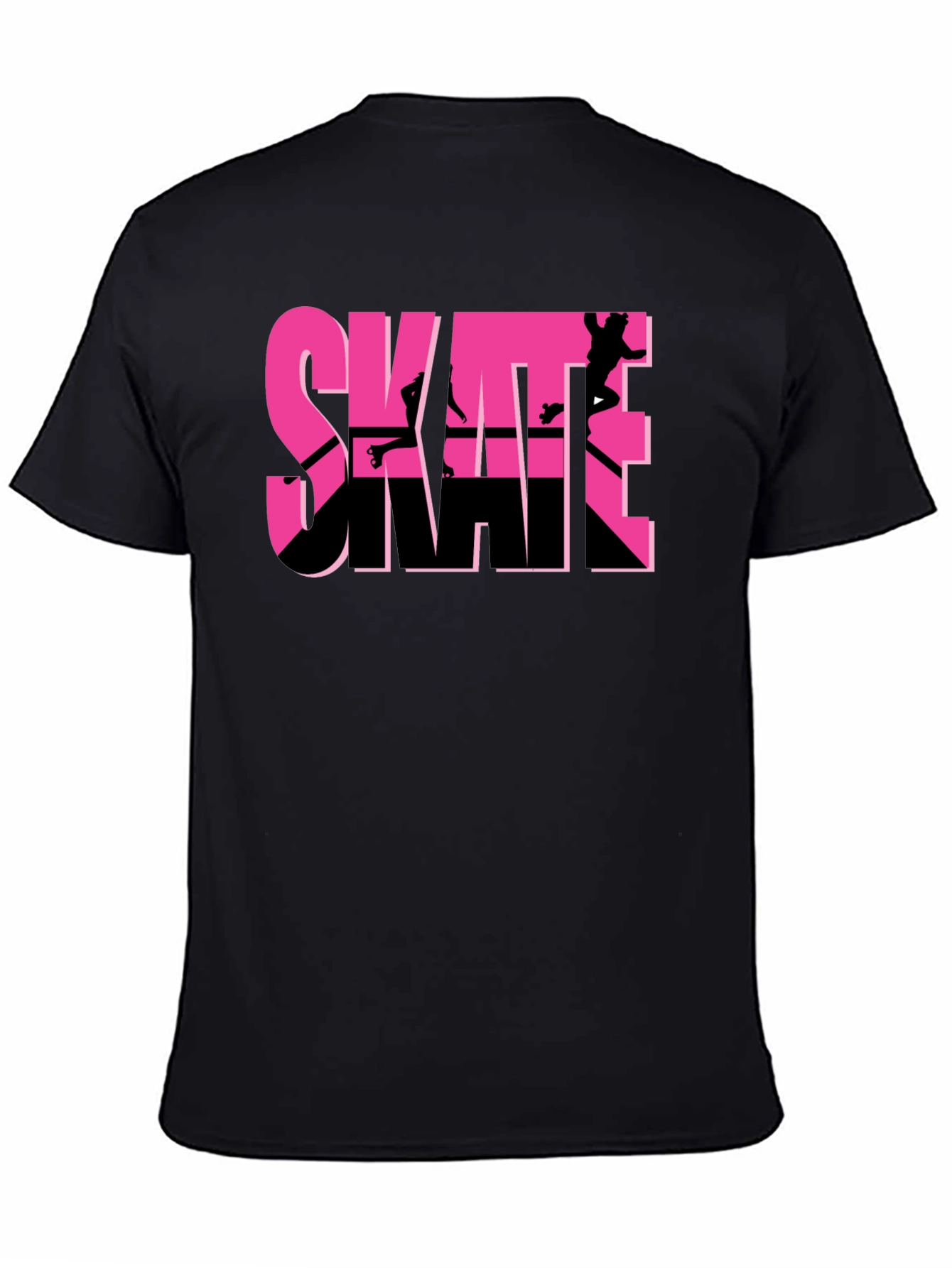 Skate Graphic T-Shirt - Black Pink Skateboarding Design