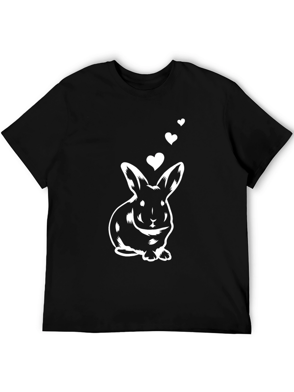 Cute Bunny with Hearts Black Graphic Tee