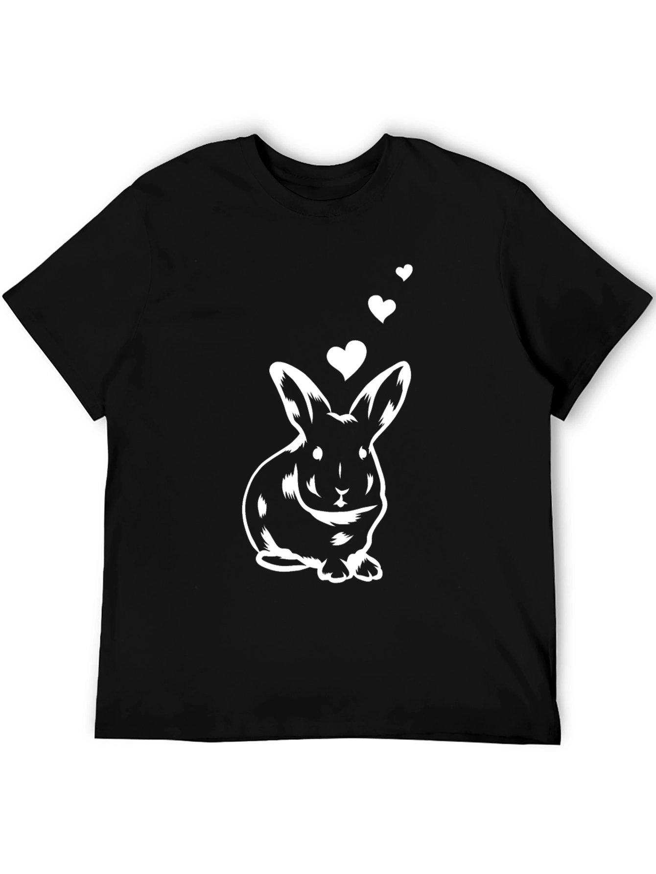 Cute Bunny with Hearts Black Graphic Tee