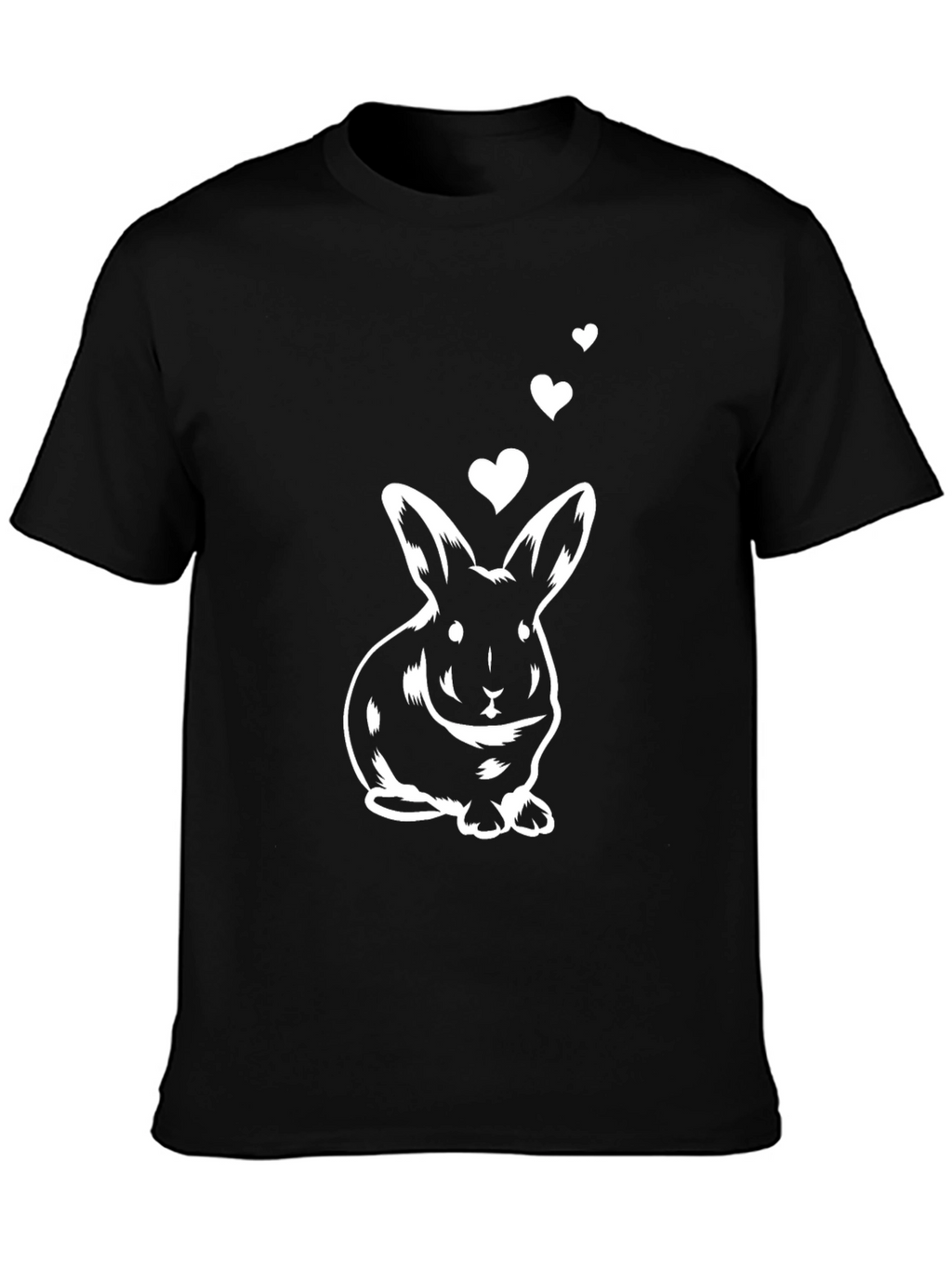 Cute Bunny with Hearts Black Graphic Tee