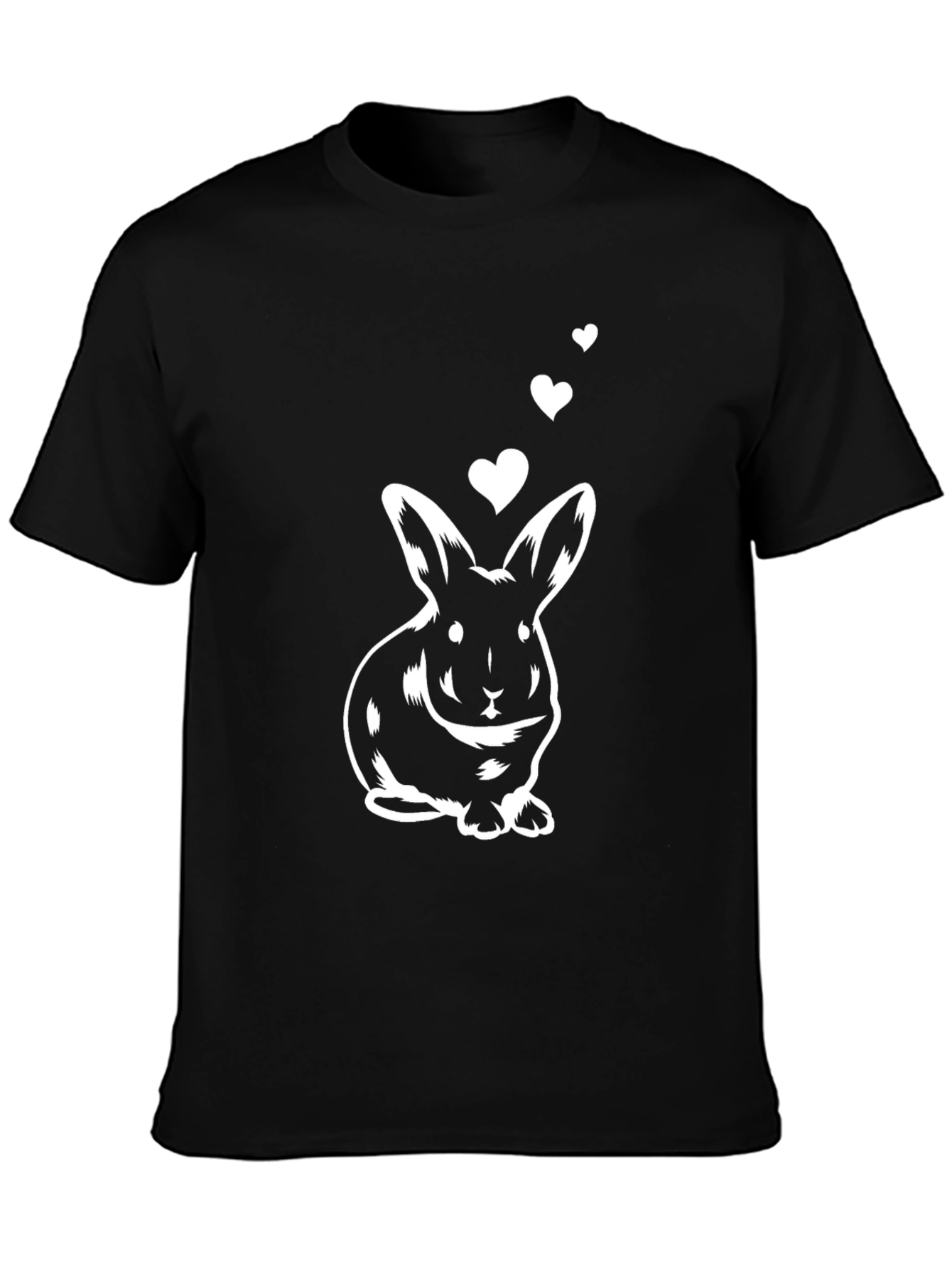 Cute Bunny with Hearts Black Graphic Tee