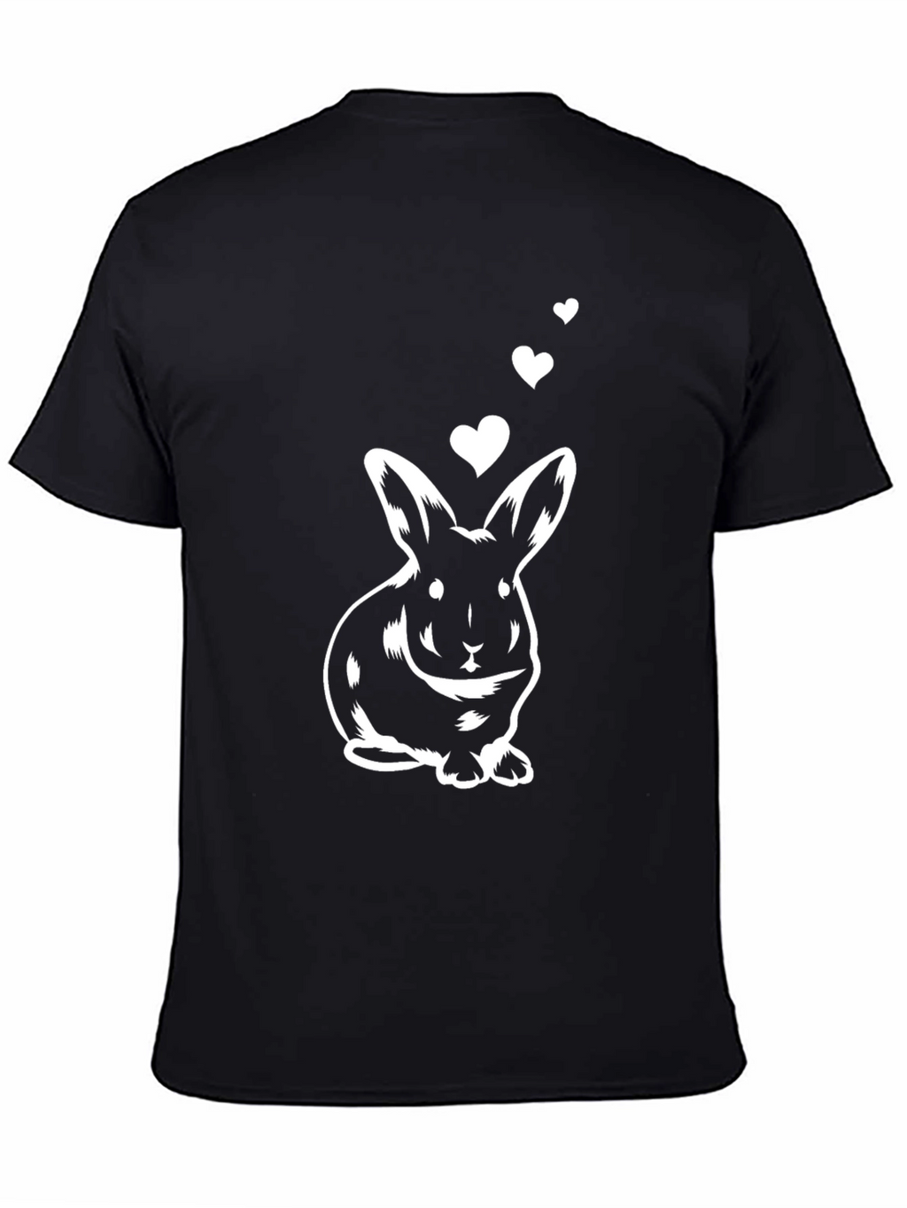 Cute Bunny with Hearts Black Graphic Tee