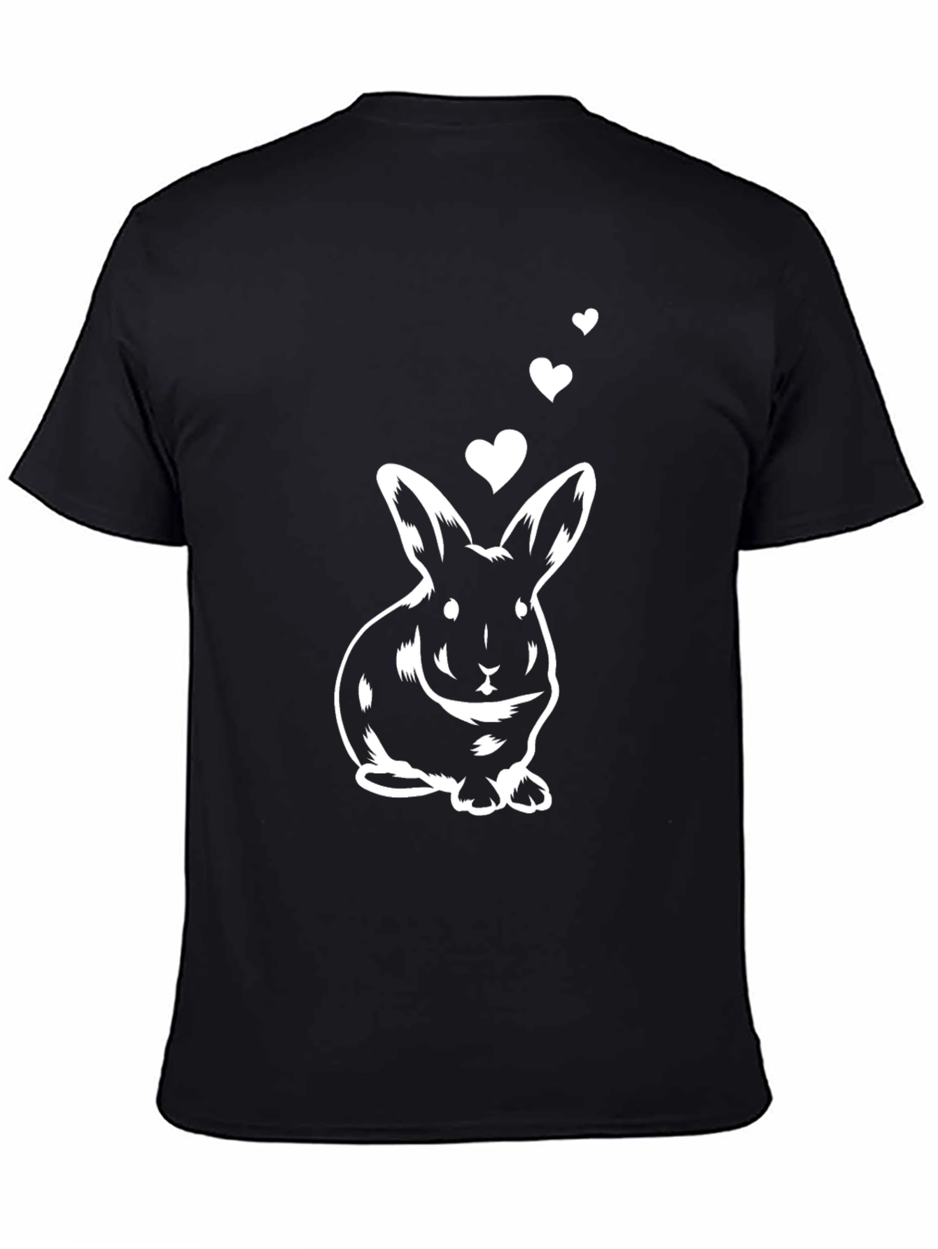 Cute Bunny with Hearts Black Graphic Tee