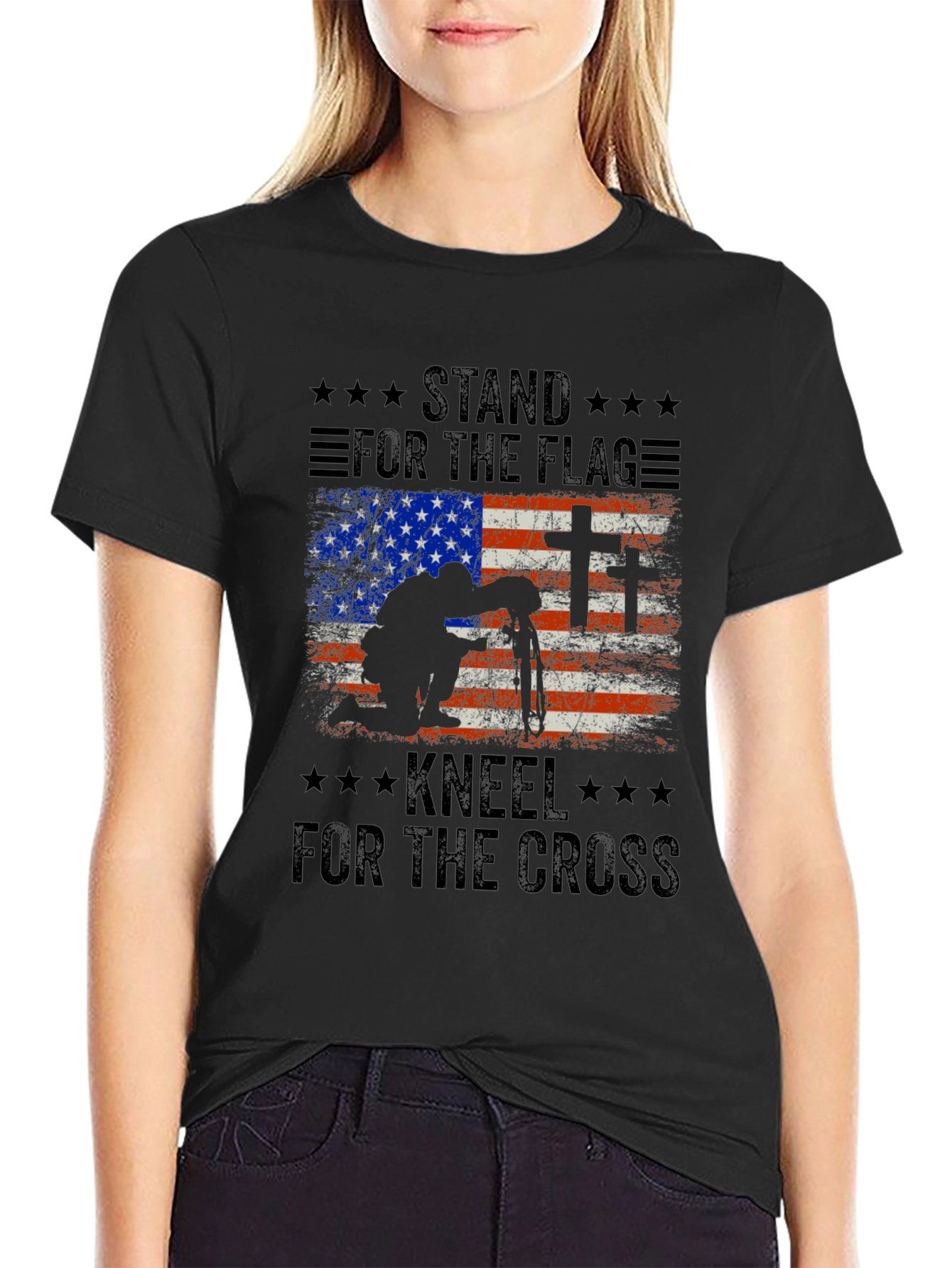 Stand for the Flag Kneel for the Cross T-Shirt