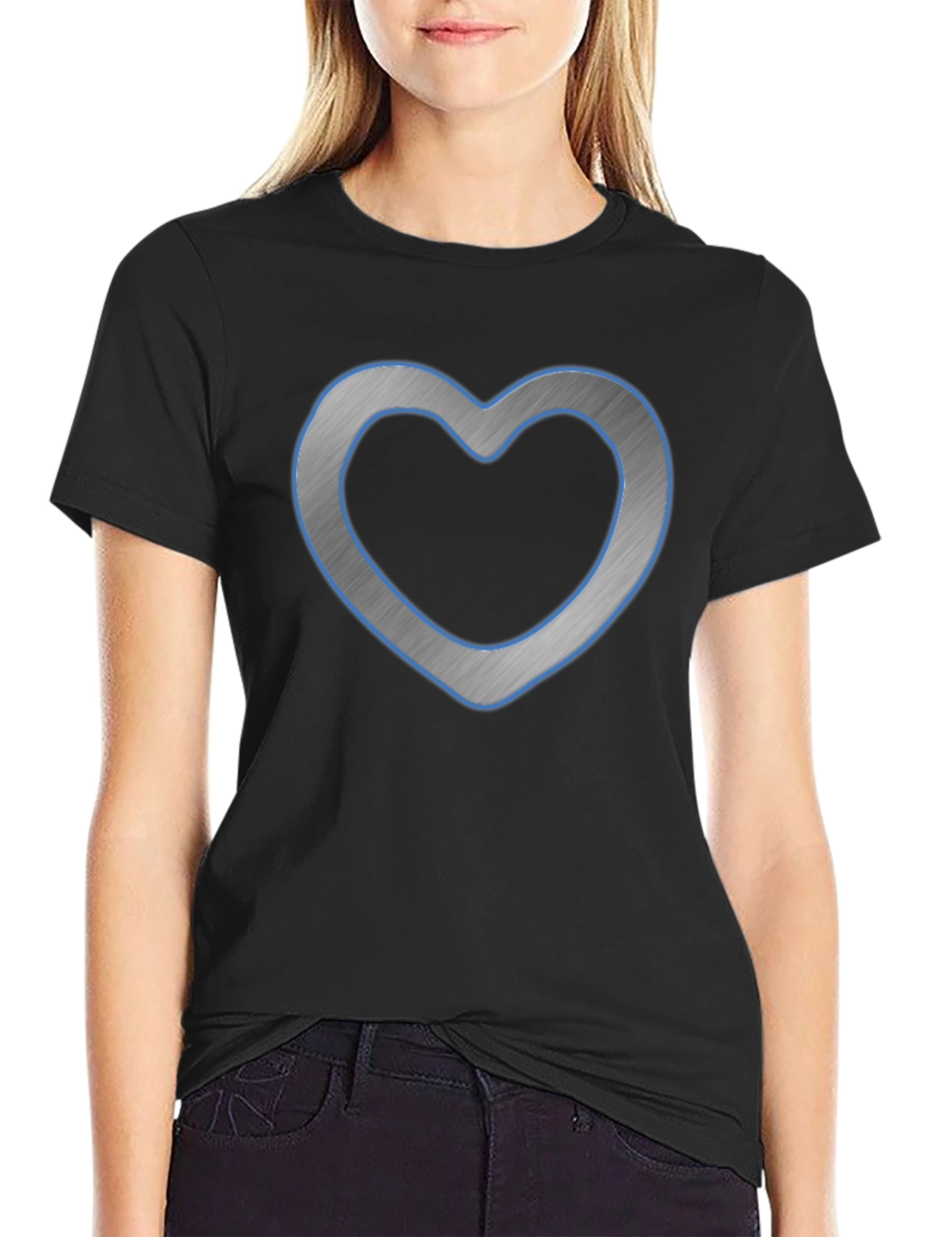 Modern Heart Graphic Tee - Casual Black Shirt