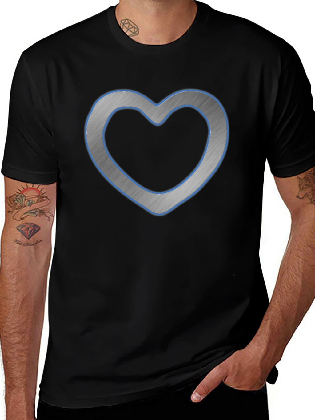 Modern Heart Graphic Tee - Casual Black Shirt
