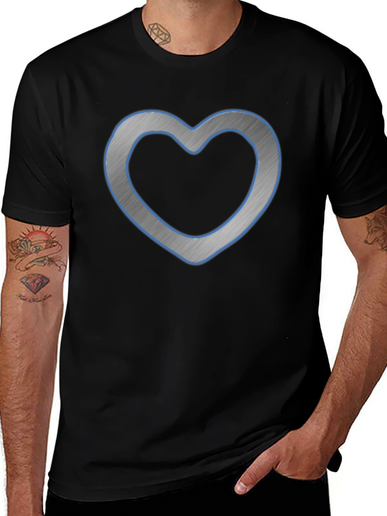 Modern Heart Graphic Tee - Casual Black Shirt