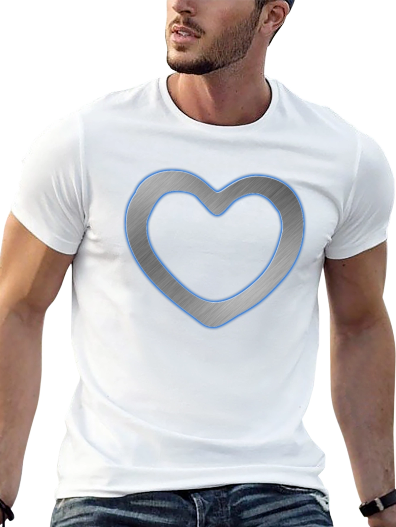 Modern Heart Graphic Tee - Casual Black Shirt