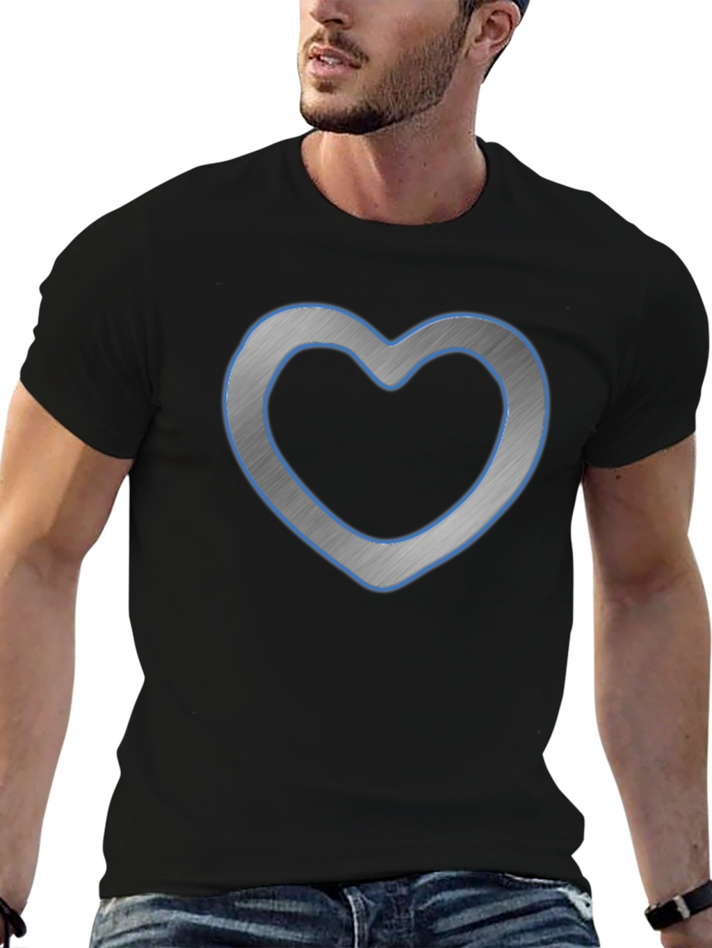 Modern Heart Graphic Tee - Casual Black Shirt