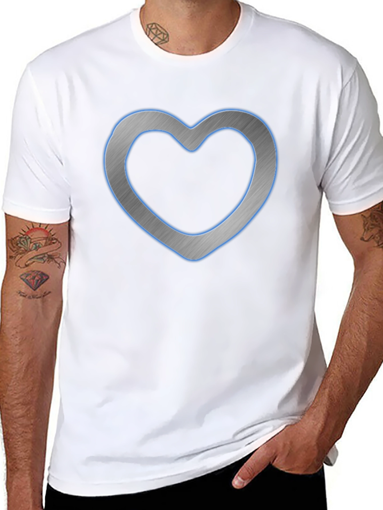 Modern Heart Graphic Tee - Casual Black Shirt