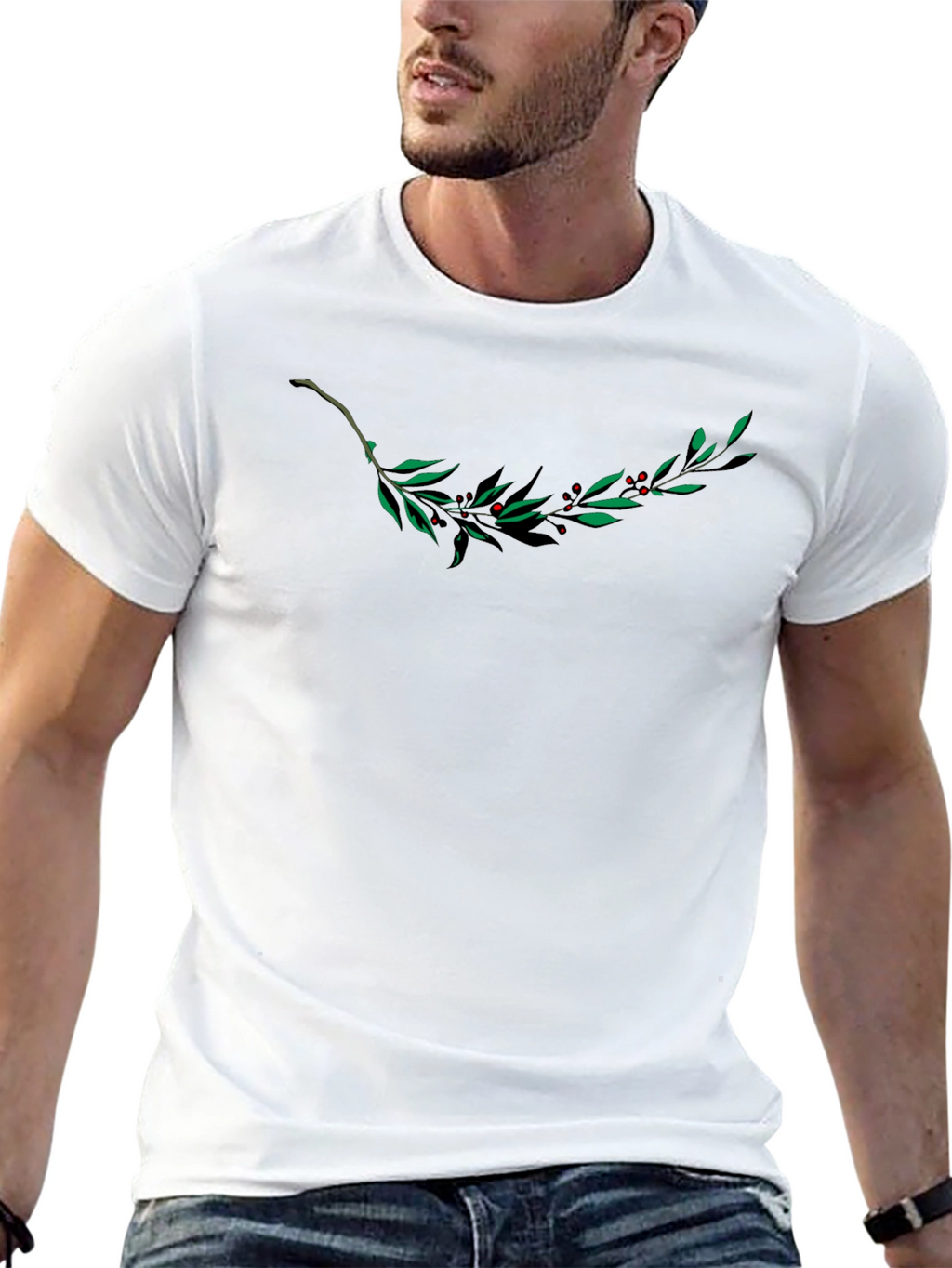 Botanical Branch Tee - Stylish Black Cotton T-Shirt