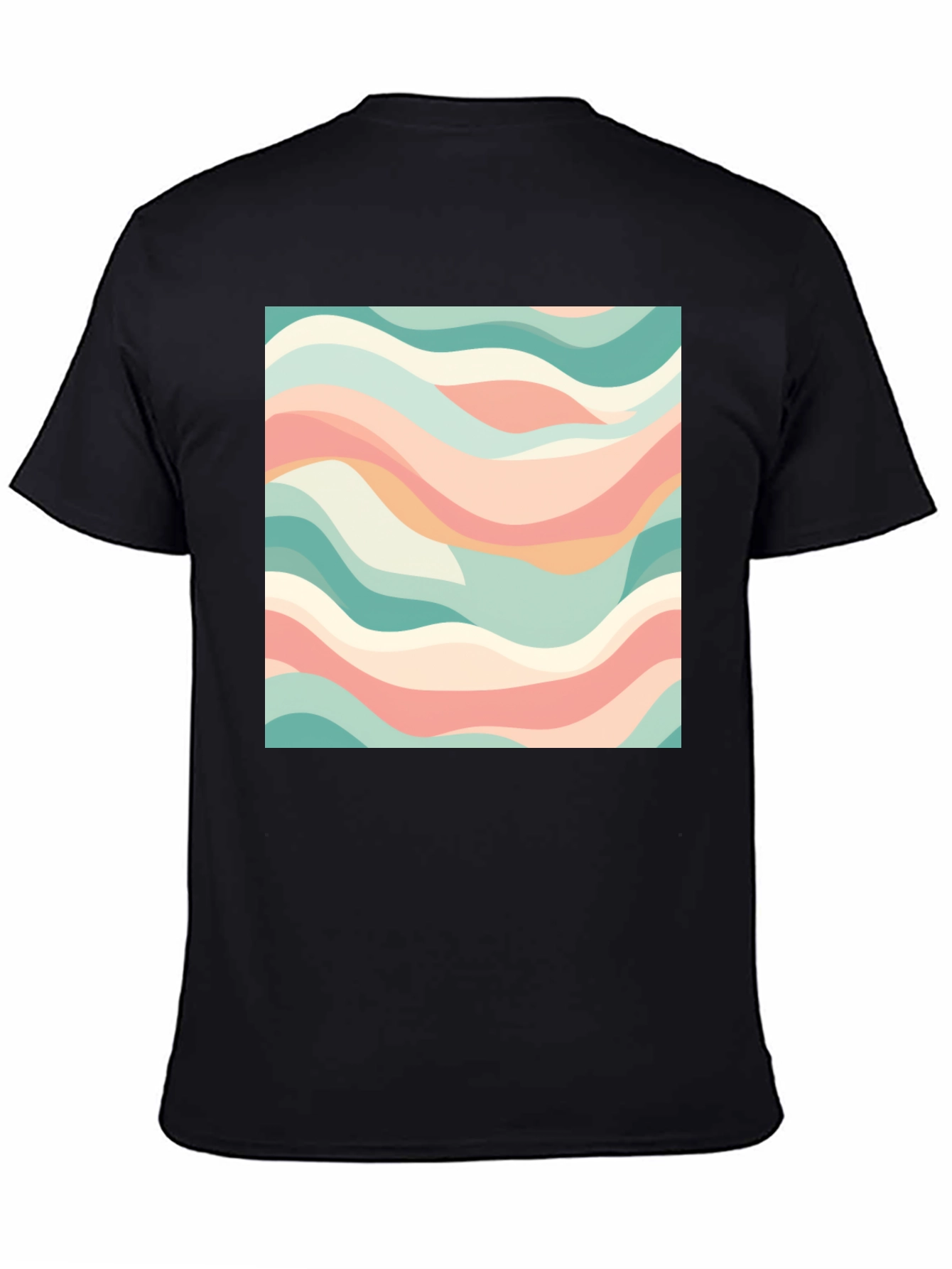 Abstract Wave Pattern T-Shirt - Stylish Black Tee