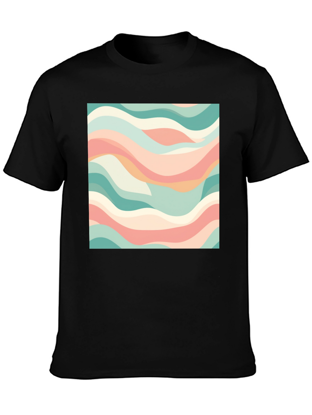 Abstract Wave Pattern T-Shirt - Stylish Black Tee