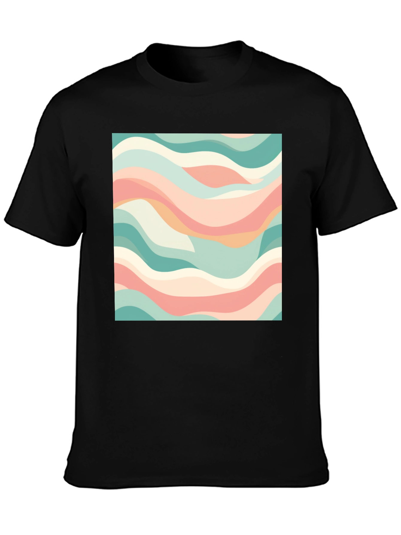 Abstract Wave Pattern T-Shirt - Stylish Black Tee