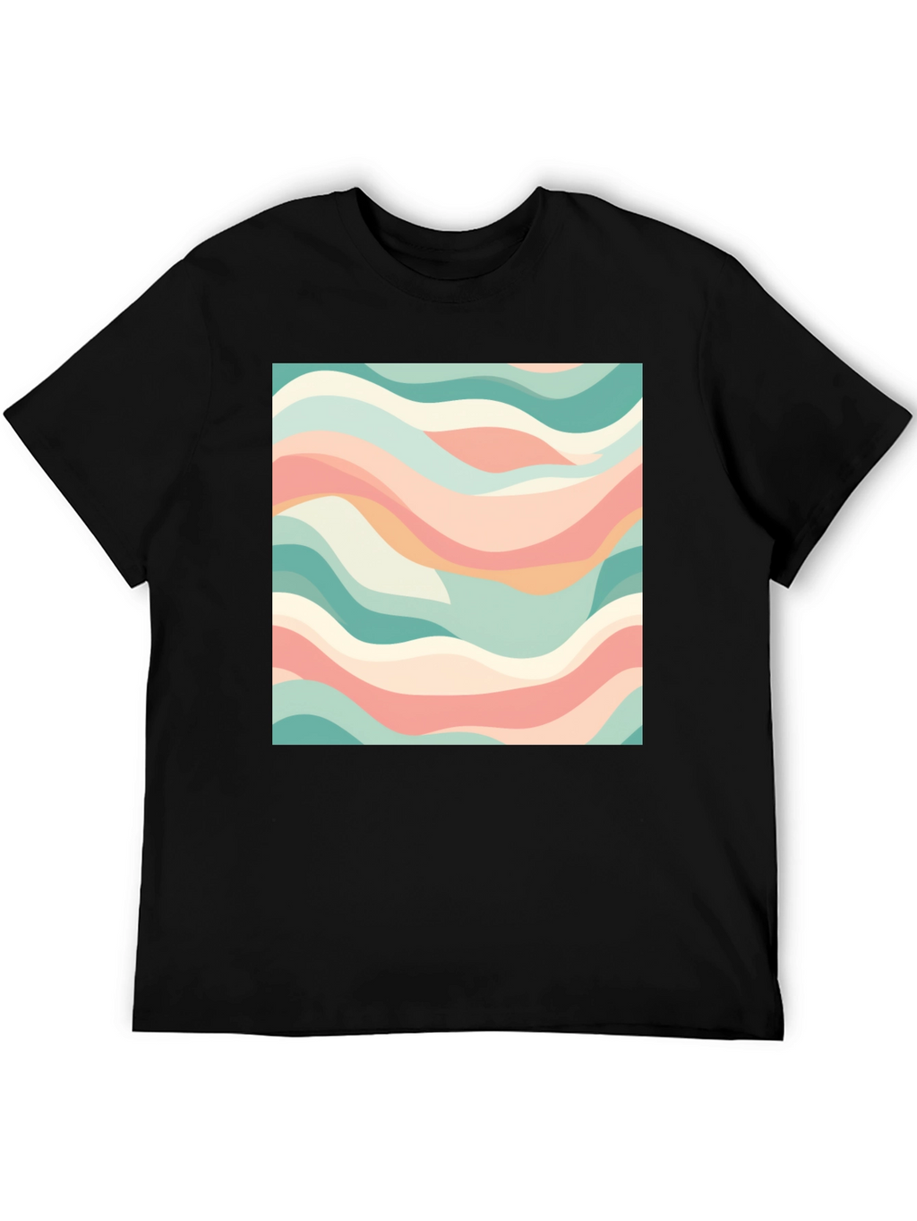 Abstract Wave Pattern T-Shirt - Stylish Black Tee