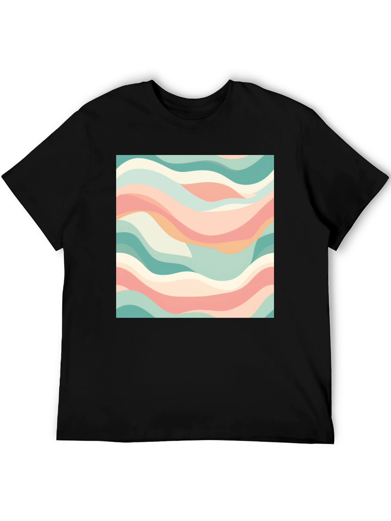 Abstract Wave Pattern T-Shirt - Stylish Black Tee
