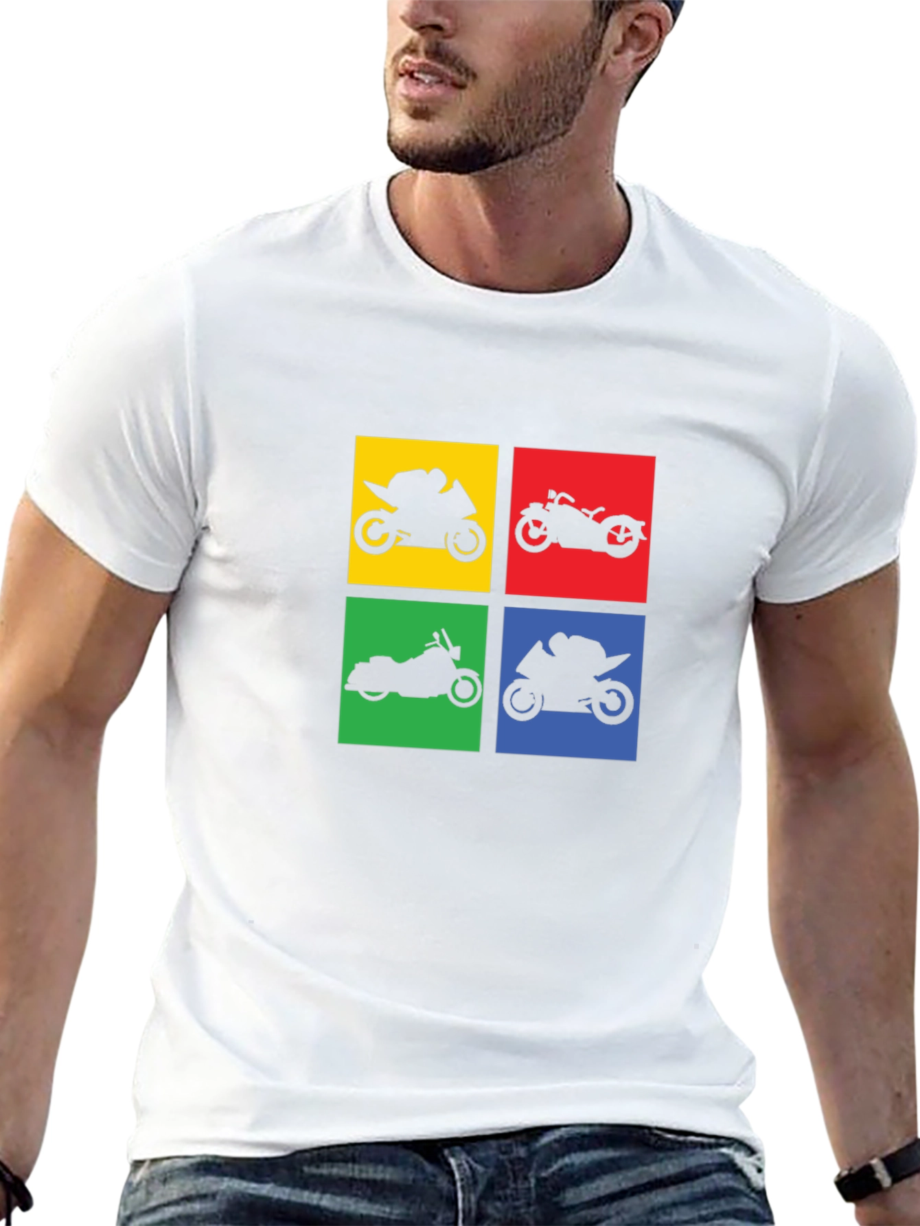 Motorcycle Silhouette Graphic T-Shirt - Black