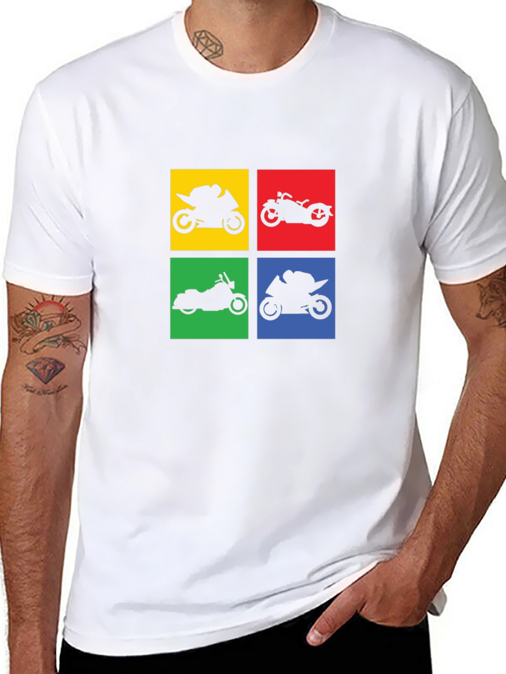 Motorcycle Silhouette Graphic T-Shirt - Black