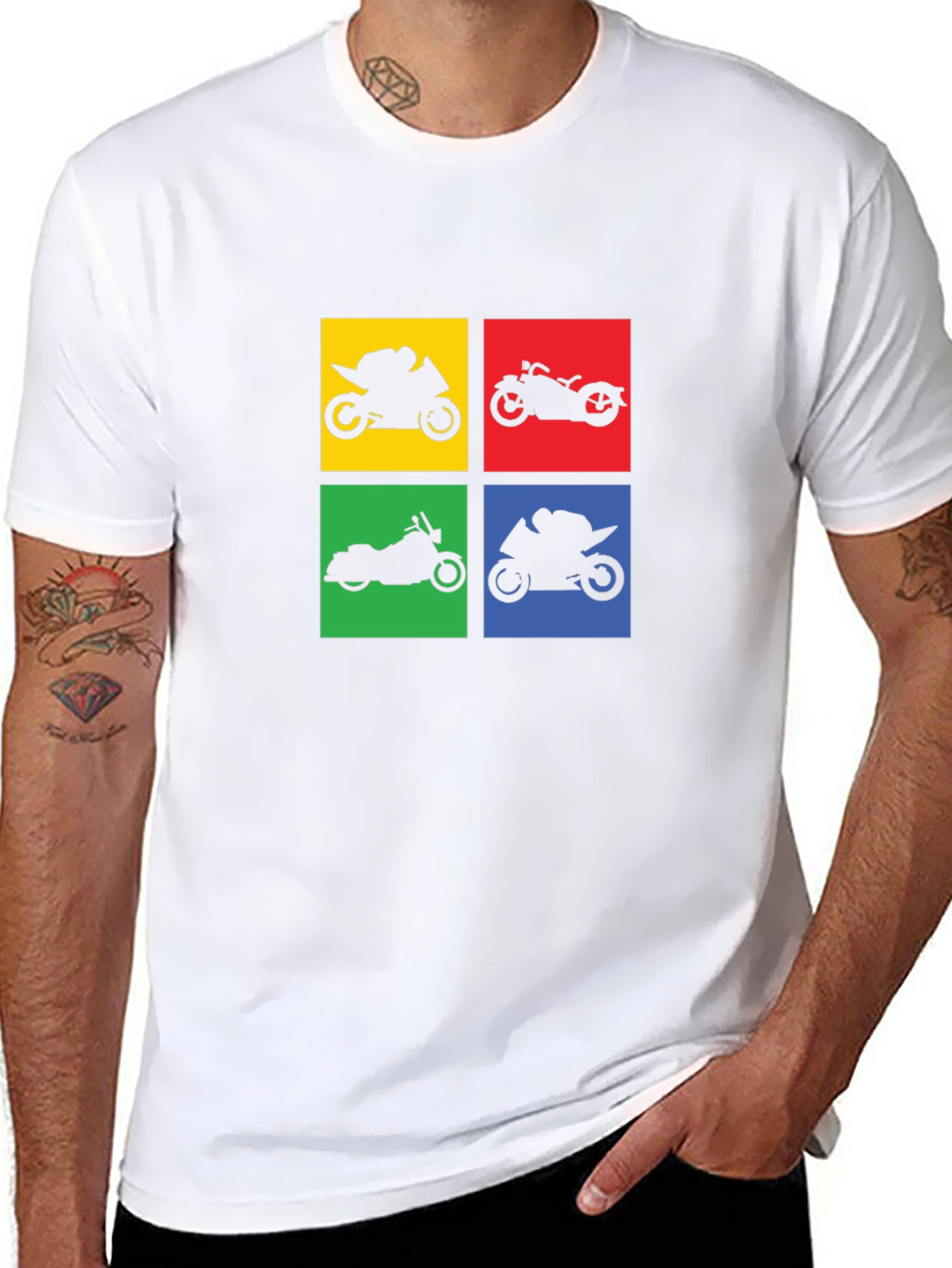 Motorcycle Silhouette Graphic T-Shirt - Black