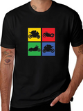 Motorcycle Silhouette Graphic T-Shirt - Black