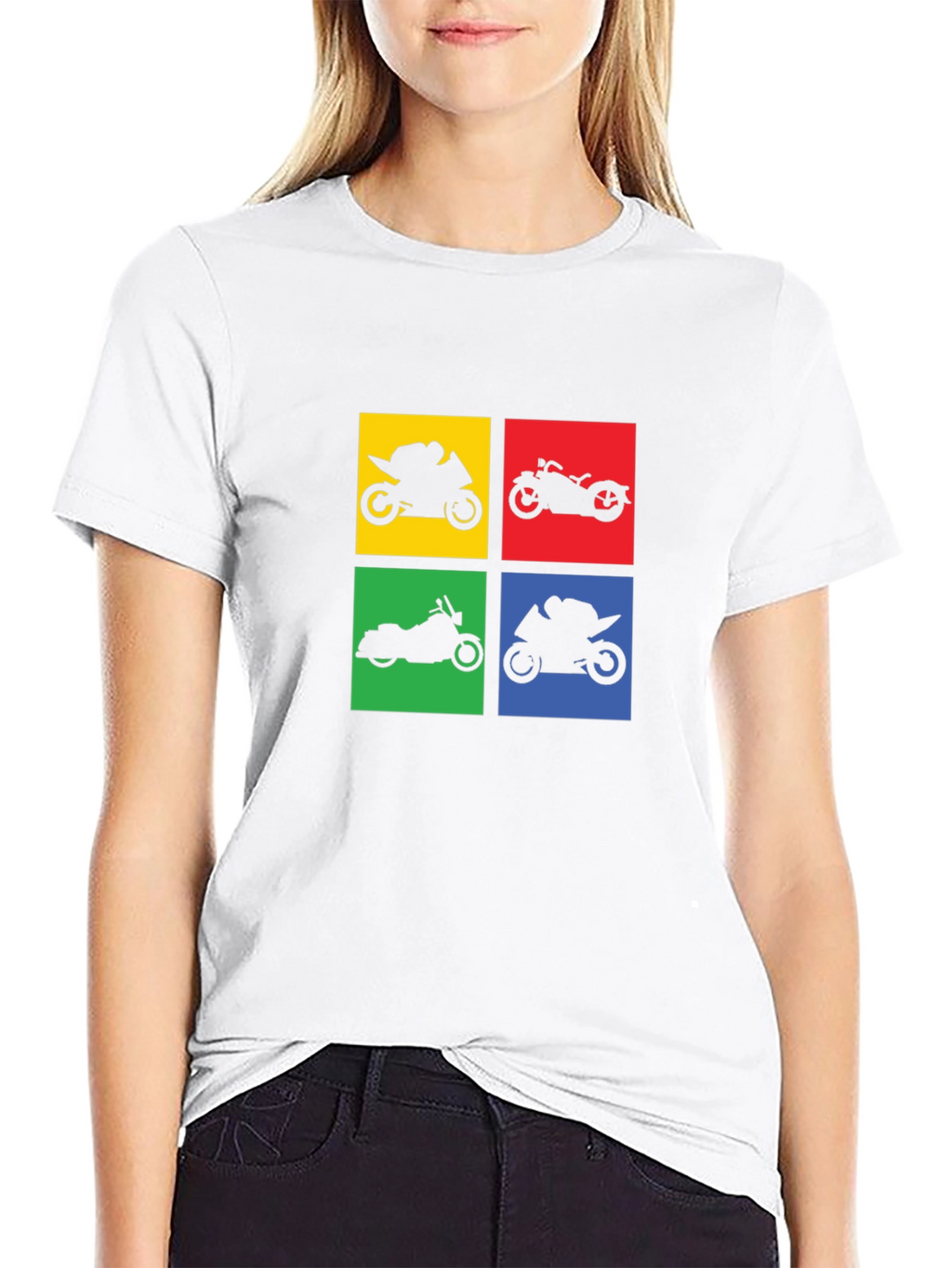 Motorcycle Silhouette Graphic T-Shirt - Black