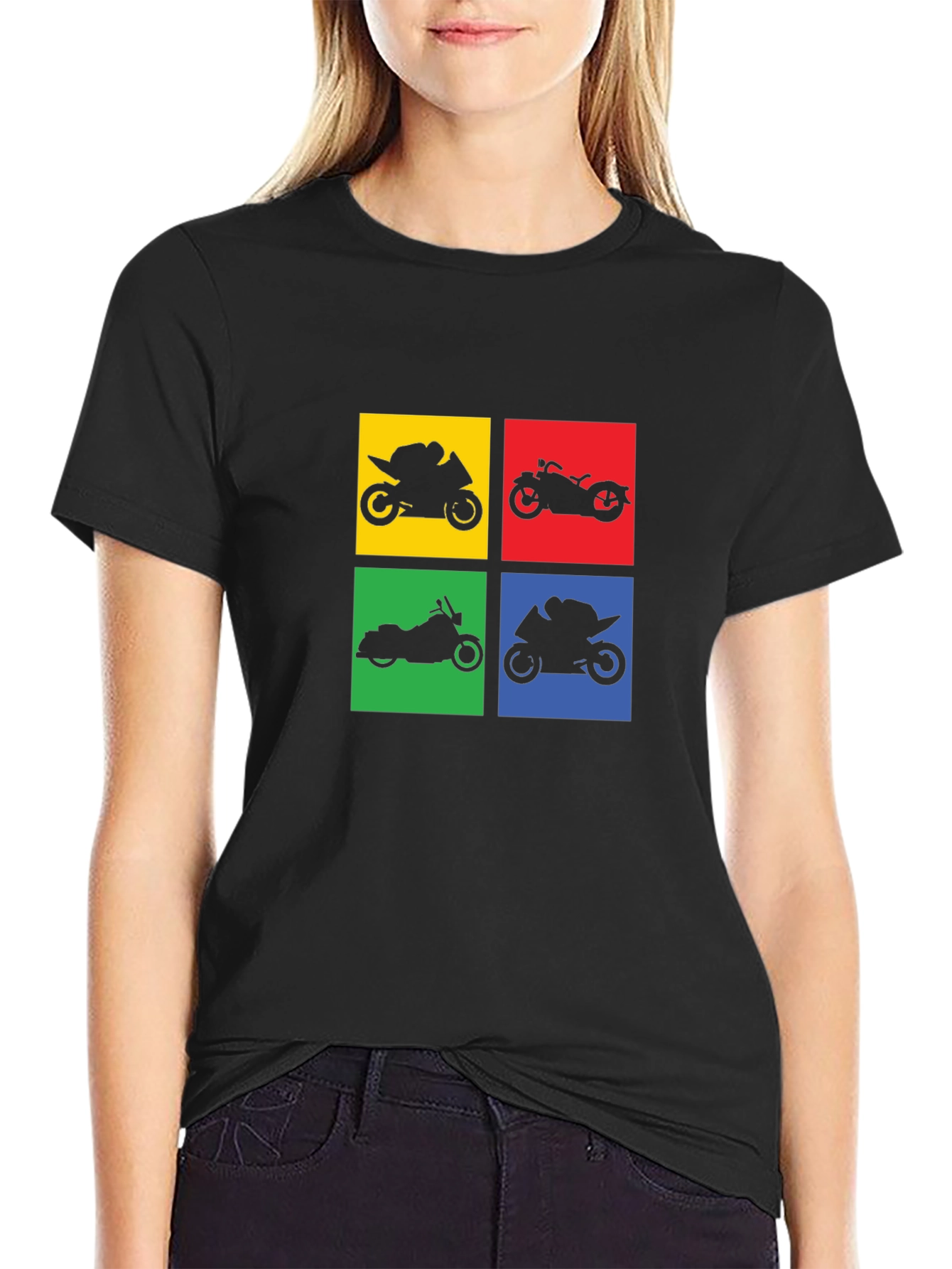 Motorcycle Silhouette Graphic T-Shirt - Black