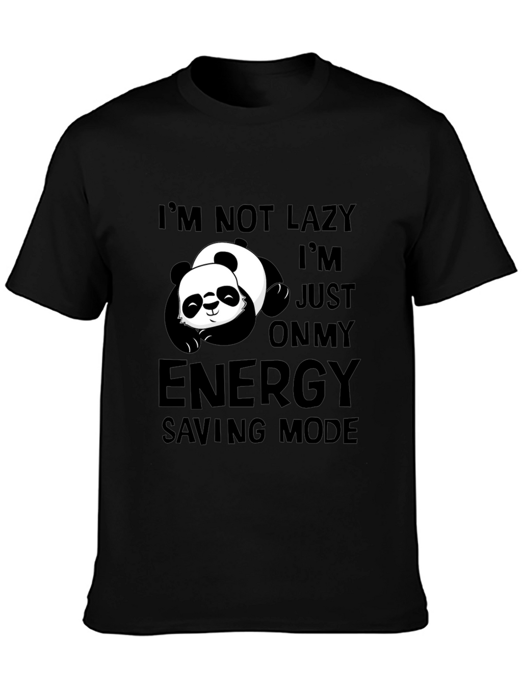 Lazy Panda Energy Saving Mode Black T-Shirt