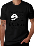 Lazy Panda Energy Saving Mode Black T-Shirt