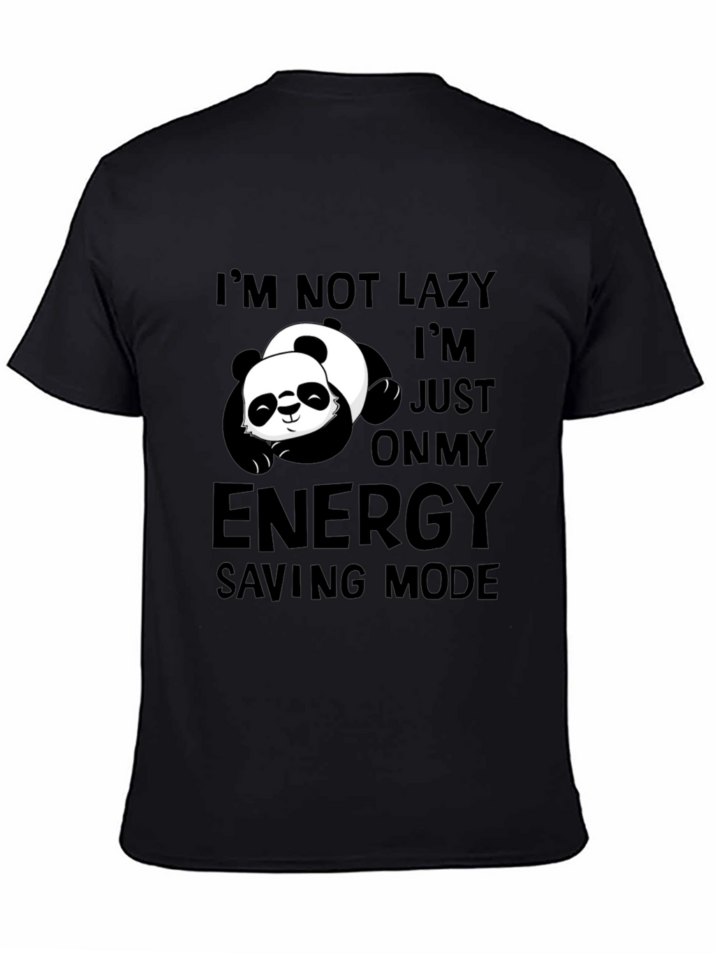 Lazy Panda Energy Saving Mode Black T-Shirt