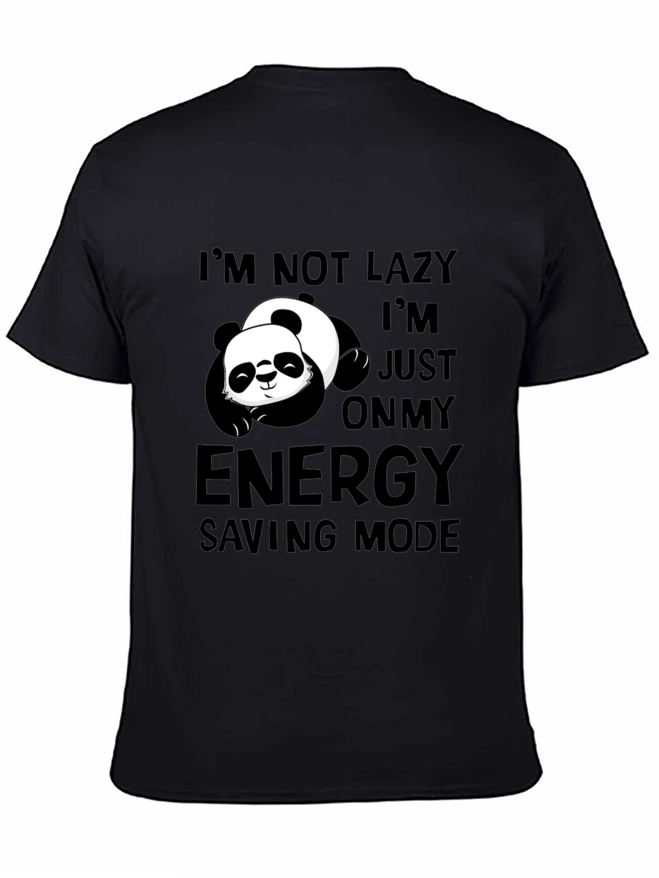 Lazy Panda Energy Saving Mode Black T-Shirt