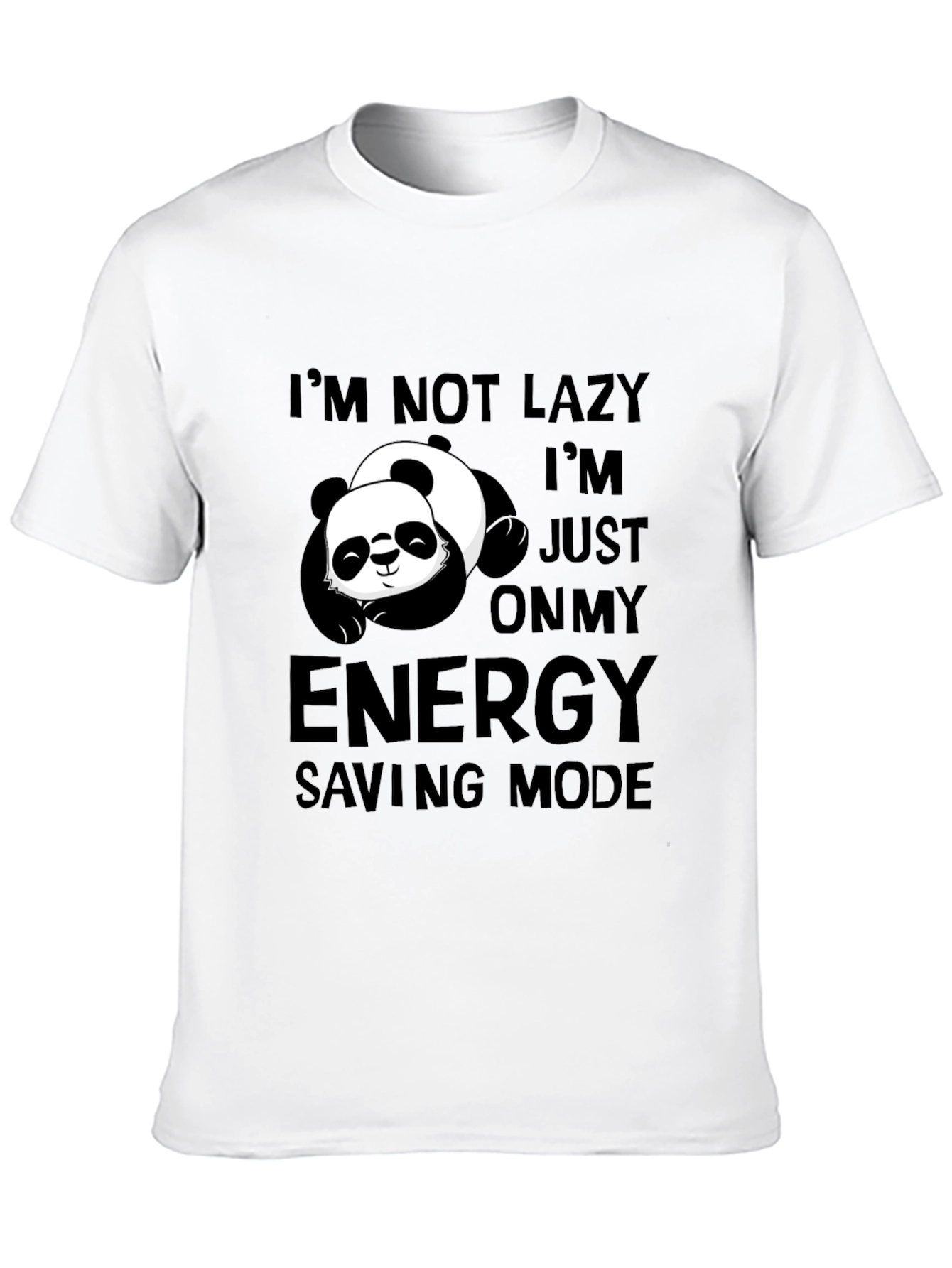Lazy Panda Energy Saving Mode Black T-Shirt