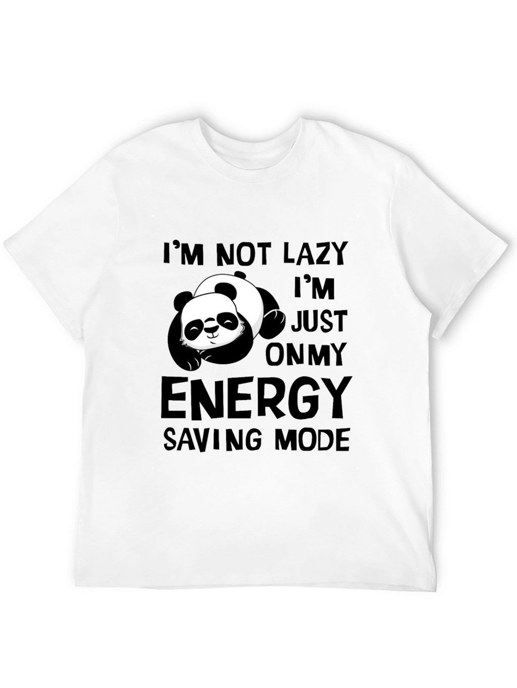 Lazy Panda Energy Saving Mode Black T-Shirt