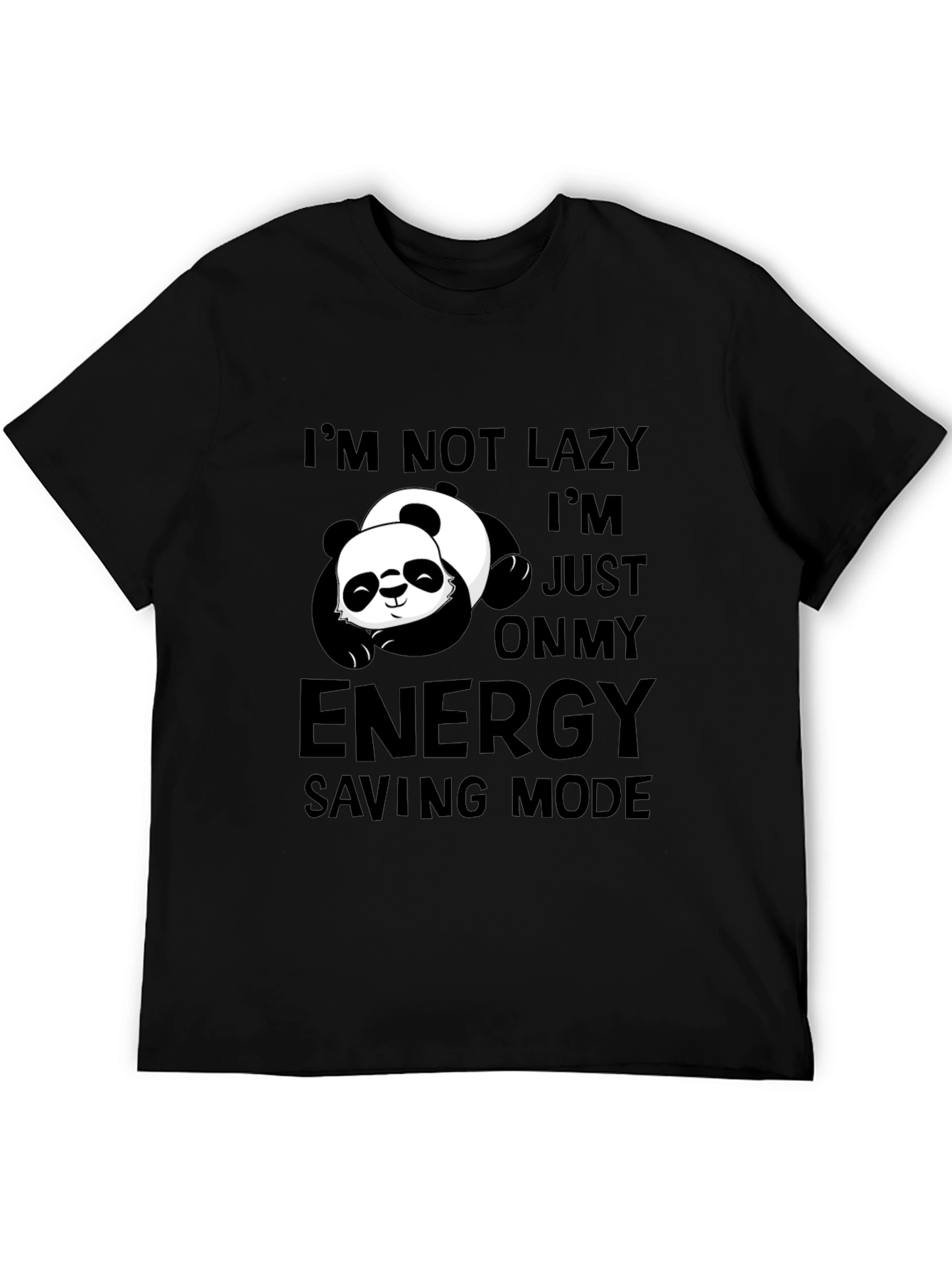 Lazy Panda Energy Saving Mode Black T-Shirt