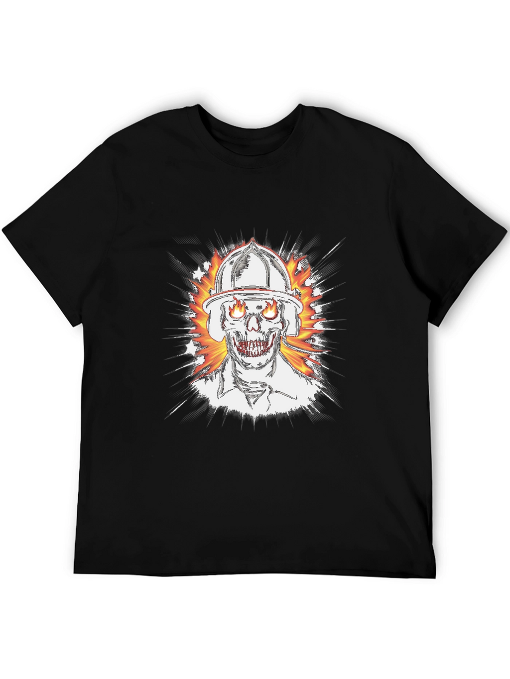 Flaming Skull Firefighter T-Shirt